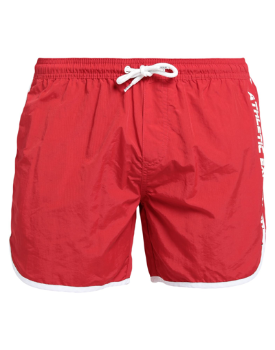 Solid ! Swim Trunks In Red