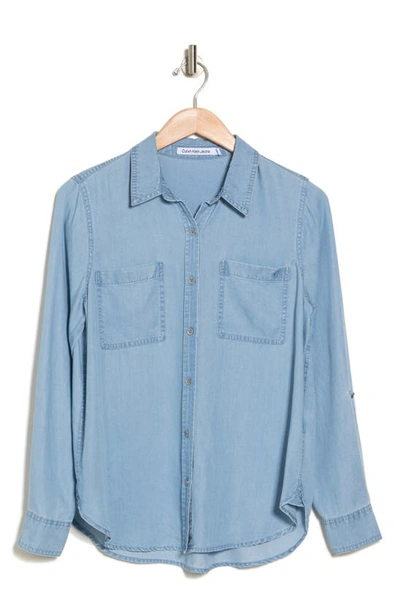 Calvin Klein Jeans Est.1978 Trendy Plus Size Utility Shirt In Chambray