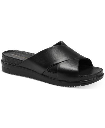 Sun + Stone Islla Crisscross Eva Slide Sandals, Created For Macy's Women's Shoes In Black