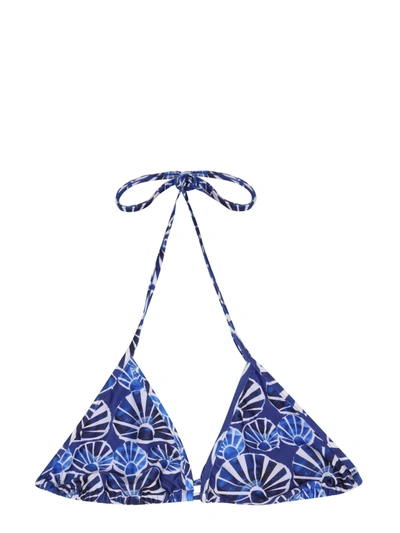 La Doublej Shell Bikini Top In Azzurro