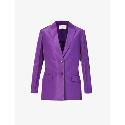 Valentino Single-breasted Silk Blazer In Purple