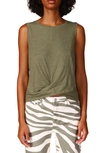 Sanctuary Twisted Cotton Blend Slub Jersey Tank In Trail Green