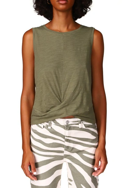 Sanctuary Twisted Cotton Blend Slub Jersey Tank In Trail Green