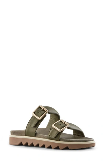 Cougar Women's Buckle Leather Sandals In Olive