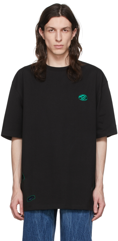 Ader Error Black T-shirt With Embroidered Distort Logo