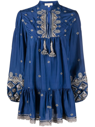 Somi Shasti Embroidered Tunic Dress In Blue