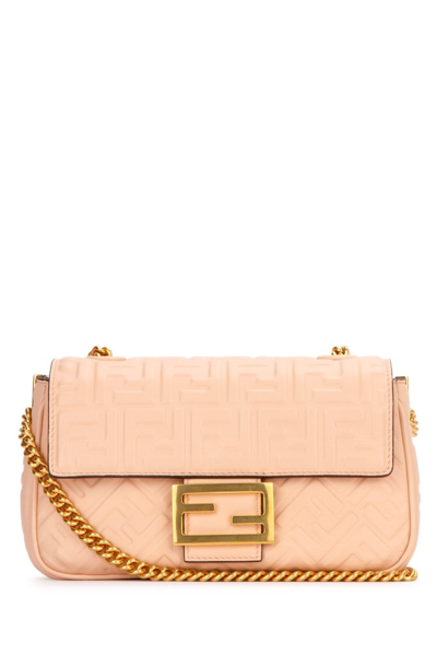 Fendi Ff Motif Chained Shoulder Bag In Beige