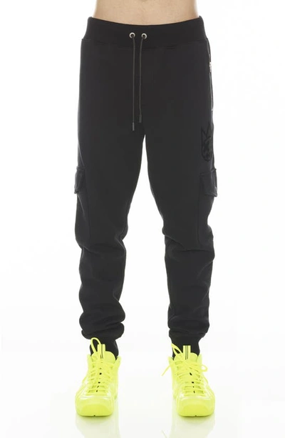 Cult Of Individuality French Terry Cargo Sweatpants In Black
