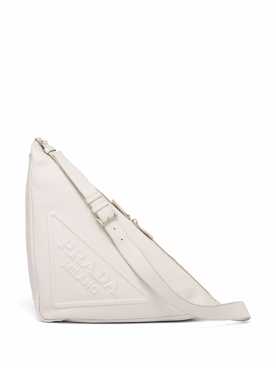 Prada Leather Triangle Shoulder Bag In White
