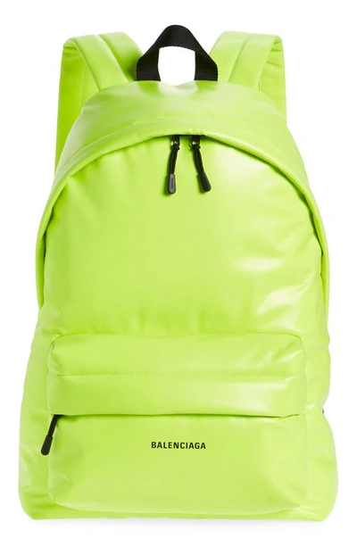 Balenciaga Puffy Leather Backpack In Fluo Yellow