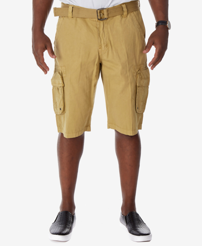 X-ray Men's Big And Tall Belted Double Pocket Cargo Shorts In Khaki