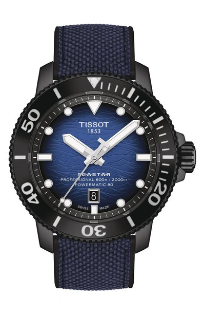 Tissot Men's Seastar 2000 Professional Powermatic 80 Automatic Two-tone Rubber Strap Watch 46mm In Black