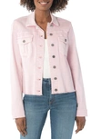 Kut From The Kloth Kara Fray Hem Cotton Blend Trucker Jacket In Bubble Gum