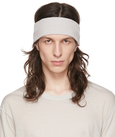Boris Bidjan Saberi Grey Rib Knit Headband In Light Grey