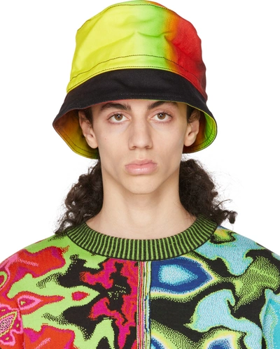 Agr Multicolor Denim Bucket Hat In Yellw/black