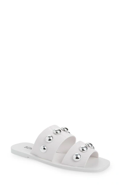 Schutz Lizzie Slide Sandal In Ny White