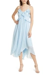 Chelsea28 Ruffle Neck Midi Dress In Blue Falls