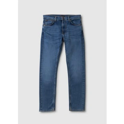 Nudie Jeans Lean Dean Blue Slim-leg Jeans In Orange