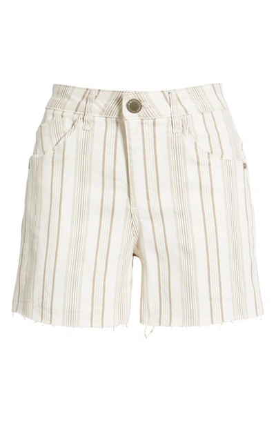 Wit & Wisdom 'ab'-solution Stripe High Waist Raw Hem Shorts In Khaki Multi