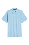 Travismathew The Heater Solid Short Sleeve Performance Polo In Heather Heritage Blue