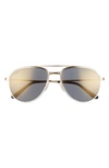 Cartier 58mm Polarized Aviator Sunglasses In Gold 2