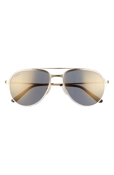 Cartier 58mm Polarized Aviator Sunglasses In Gold 2