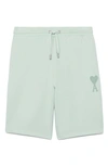 Ami Alexandre Mattiussi Ami De Coeur Organic Cotton Sweat Shorts In Aqua