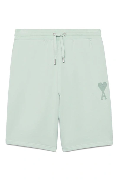 Ami Alexandre Mattiussi Ami De Coeur Organic Cotton Sweat Shorts In Aqua