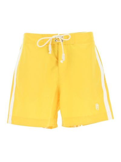 Palm Angels X Vilebrequin Logo-patch Swimming Shorts In Yellow