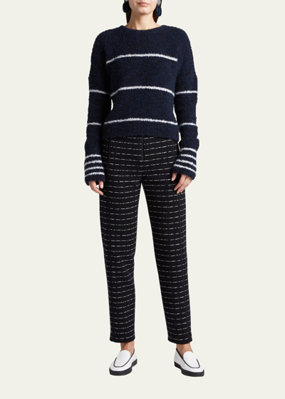 Giorgio Armani Stripe Cashmere Pullover In Navy