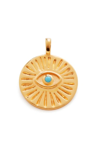 Monica Vinader Gold Talisman Evil Eye Pendant Turquoise In Gp
