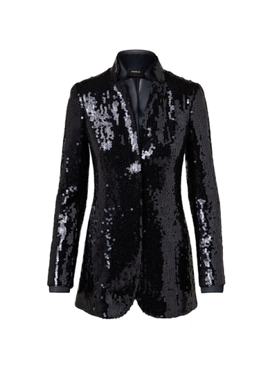Akris Sequin-embellished Jacket With Organza Underlayer In Black-ruby Red