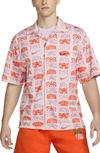 Nike Spring Break Standard Fit Mesh Short Sleeve Button-up Camp Shirt In 838 Guava/ Ice Doll