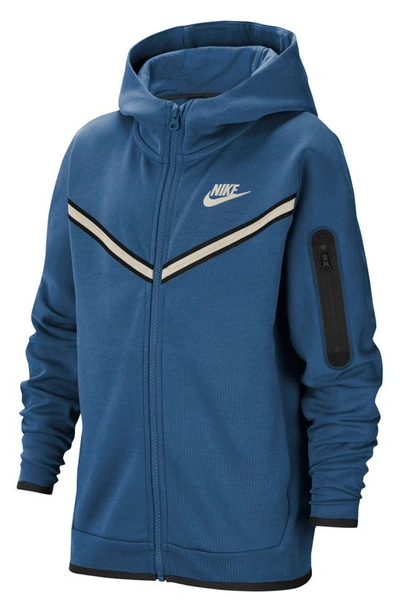 Nike Kids' Sportswear Tech Zip Hoodie In Dk Marina Blue/ Light Bone