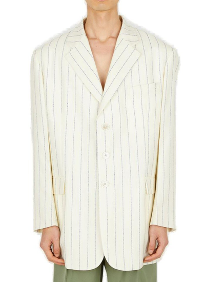 Marni Notched Lapels Striped Blazer In White