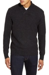 Schott Waffle Knit Thermal Wool Blend Pullover In Black