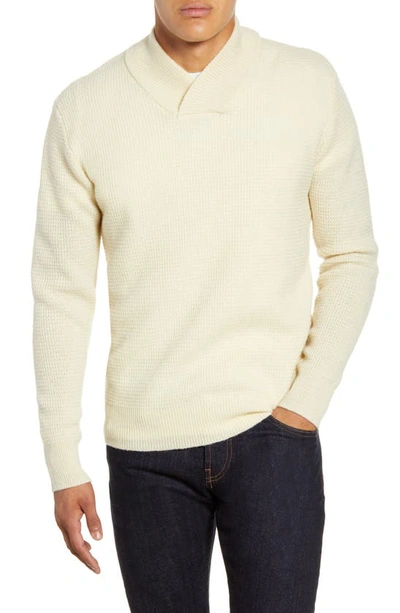Schott Waffle Knit Thermal Wool Blend Pullover In Off White