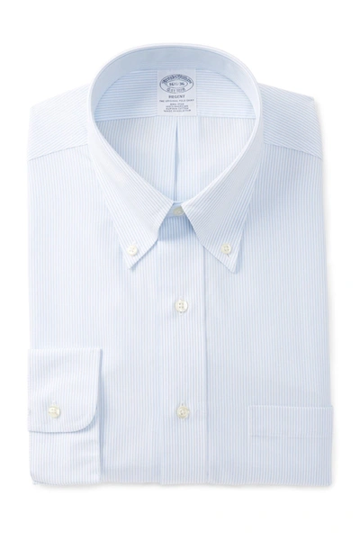 Brooks Brothers Regent Slim-fit Non-iron Light Blue Grid Check Dress Shirt In Light/pastel Blue