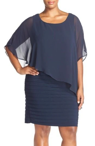 adrianna papell chiffon-overlay a-line dress ADRIANNA PAPELL Chiffon-Overlay A-Line Dress Black Size S $99