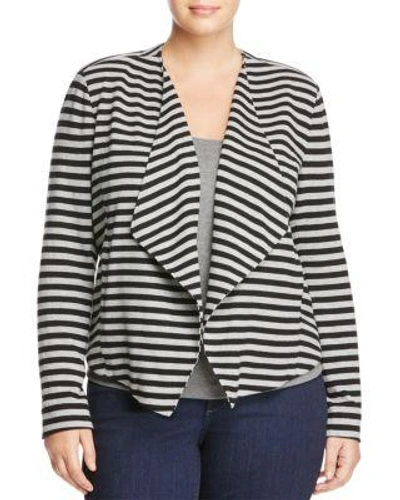 Tart 'veronicka' Stripe Knit Open Front Jacket In Black/ Heather Grey Stripe