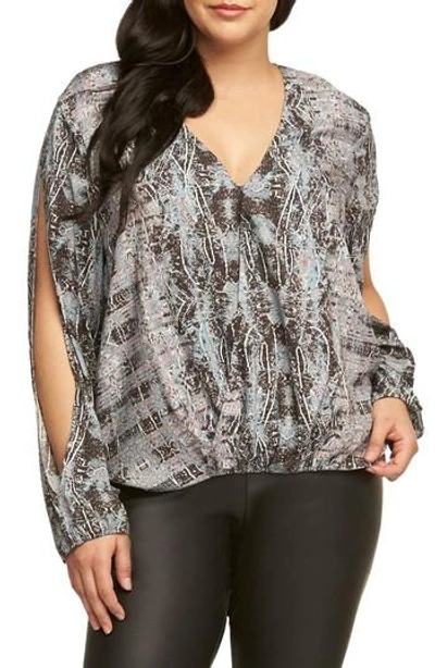 Tart Enya Print High/low Top In Multi Colored Labyrinth