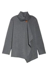 Bobeau One-button Fleece Cardigan In Heather Charcoal