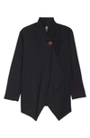 Bobeau One-button Fleece Cardigan In Black/ Black
