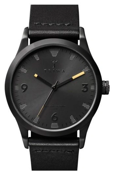 Triwa Sort Of Black Leather Strap Watch, 38mm In Black/ Black