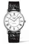 Longines Presence Automatic White Dial Mens Watch L49224112 In Black,silver Tone,white
