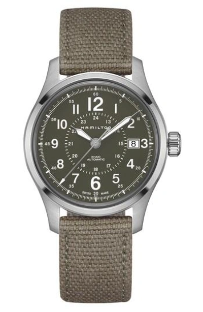 Hamilton Khaki Field Automatic Canvas Strap Watch, 40mm In Green