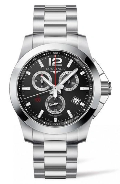 Longines Conquest Multifunction Bracelet Watch, 44mm In Silver/ Black/ Silver