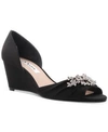 Nina Emiko Embellished Evening Wedges Women's Shoes In Black