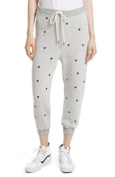 The Great The Cropped Sweatpants In Heather Grey/ Navy Heart