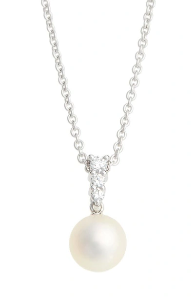 Mikimoto Morning Dew 8mm Cultured Akoya Pearl & Diamond Pendant Necklace In White